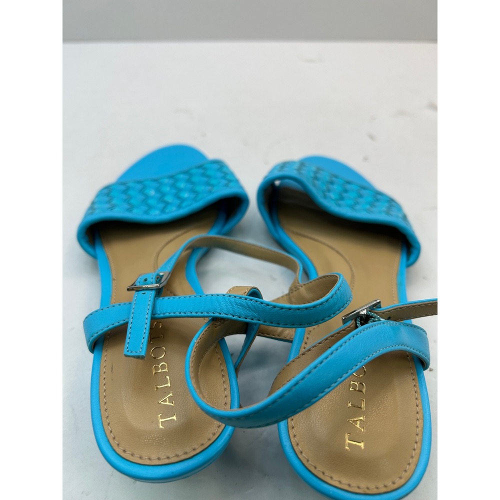 Talbots Capri Woven Mini Wedge Sandal Womens 6M Pool Blue 241041180-m